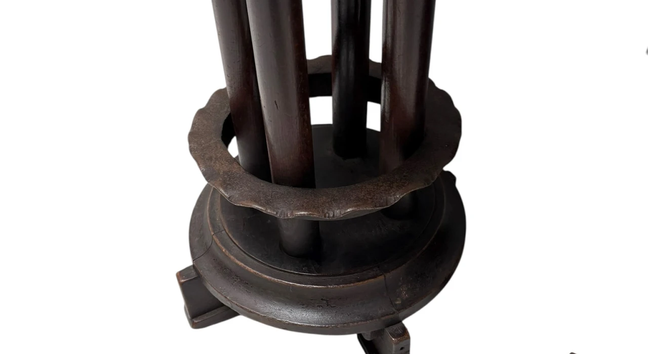 Six Art Deco Amsterdamse School Stools with Leather Tops, 1920s